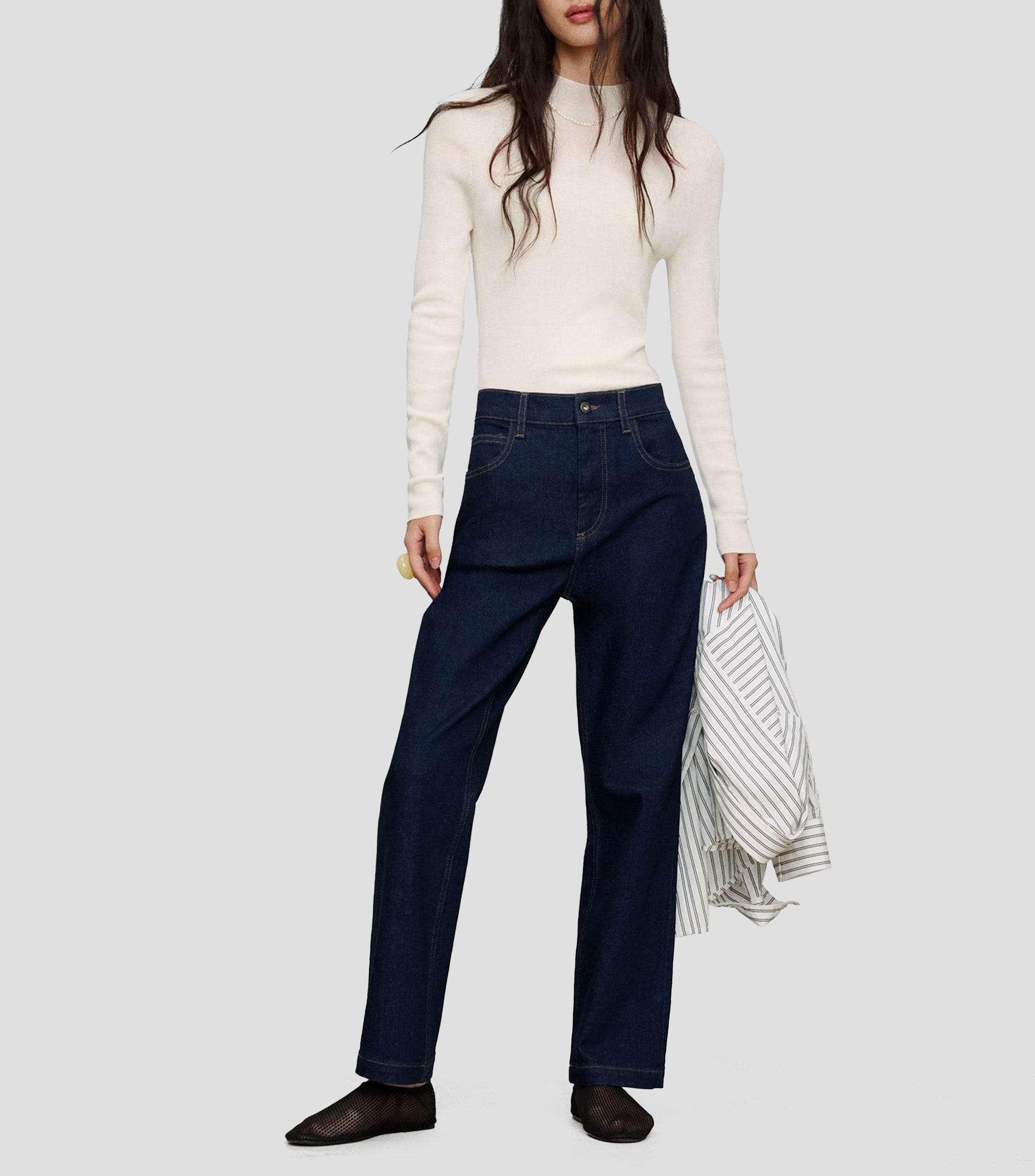 Jeans de corte Recto Azul marino Mujer
